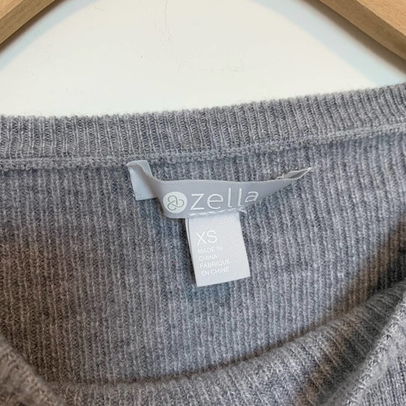 Zella Womens Long Sleeve Pullover Sweater Size XS Gray Wool Cashmere Ribbed - Picture 2 of 15
